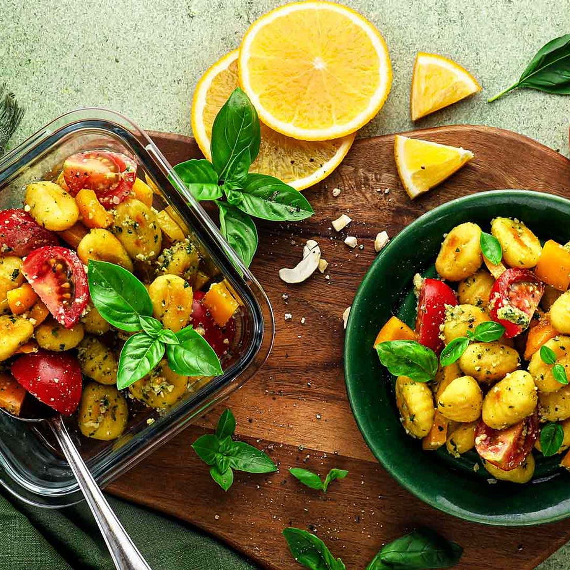Crispy Gnocchi with Basil Orange Pesto