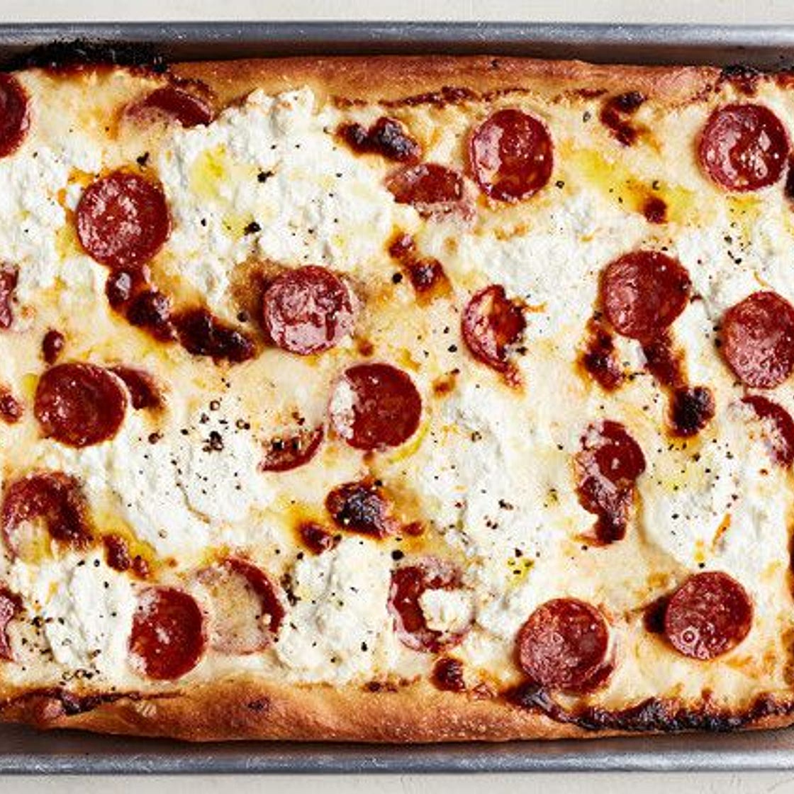 Pepperoni Three-Cheese White Pizza