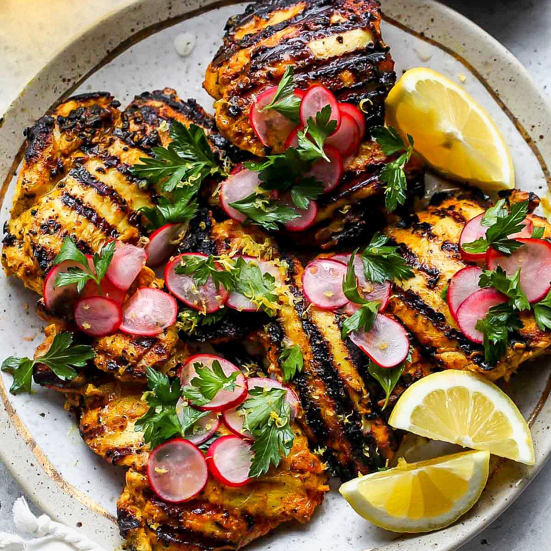 Turmeric Chicken with Lemon Radish Salad