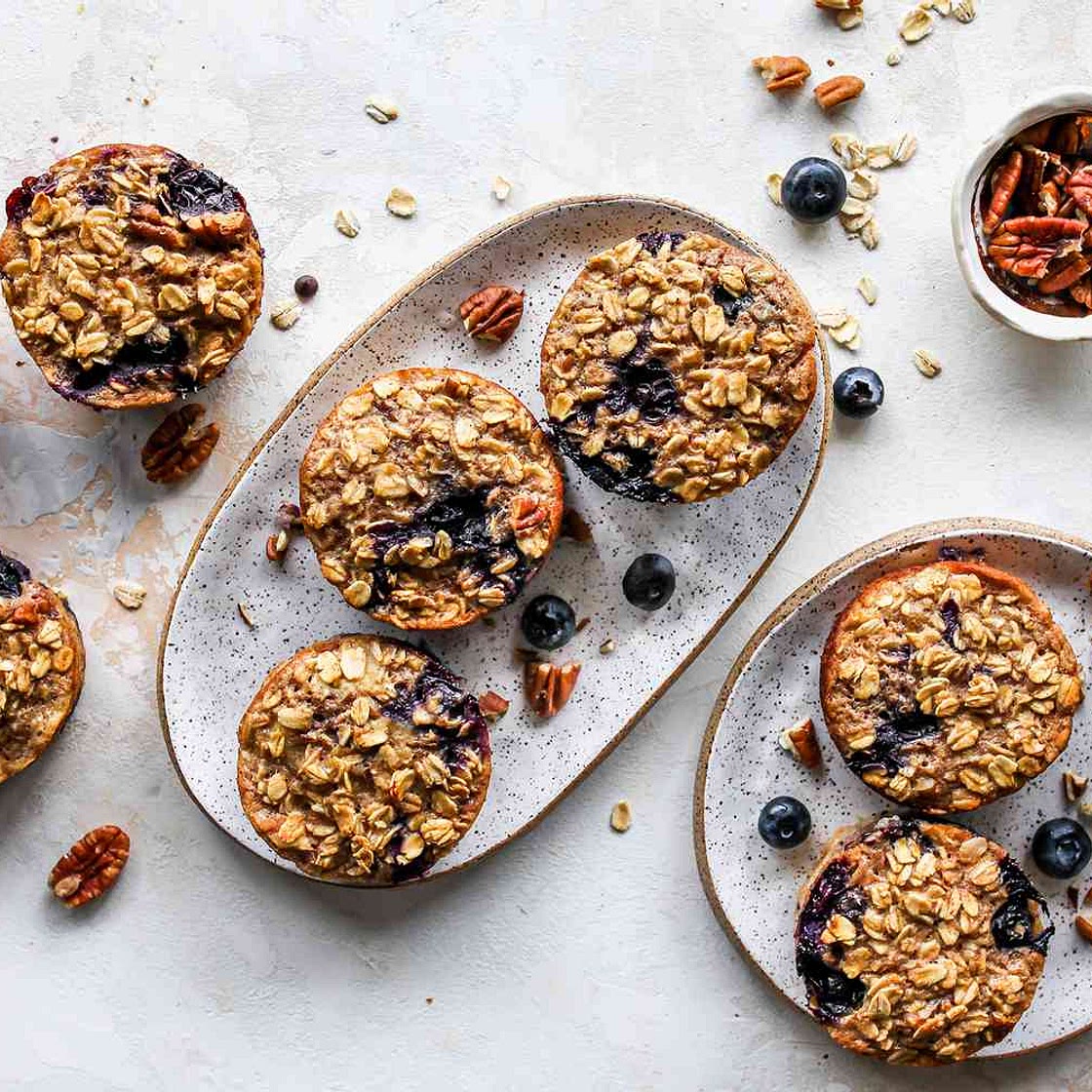 Baked Blueberry & Banana-Nut Oatmeal Cups