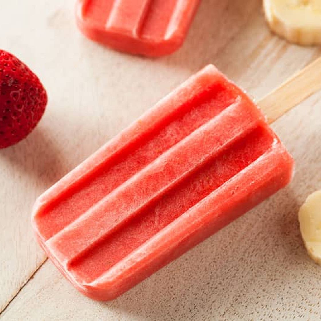 Strawberry Banana Protein Popsicles