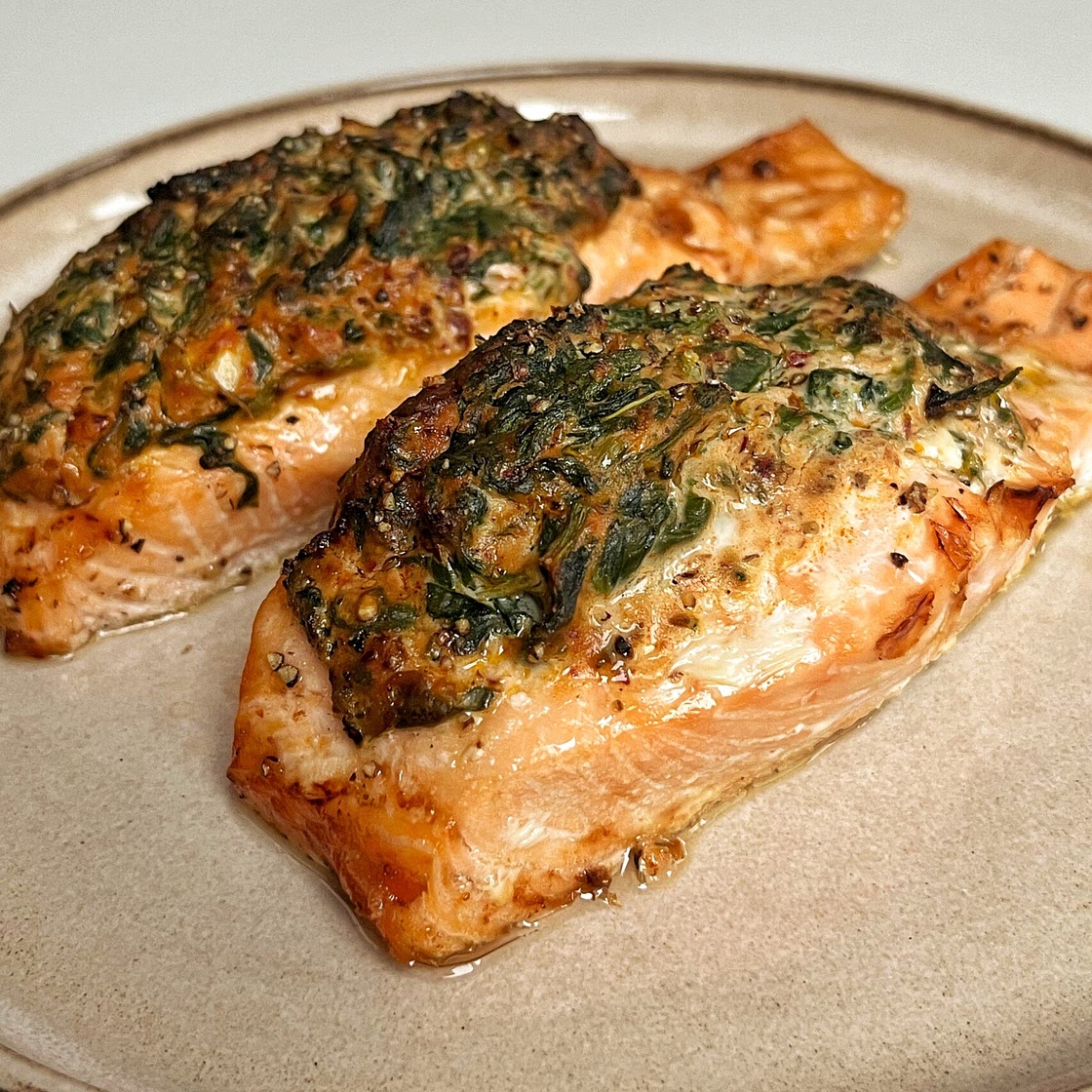 Stuffed Salmon in Air Fryer (10 Mins)