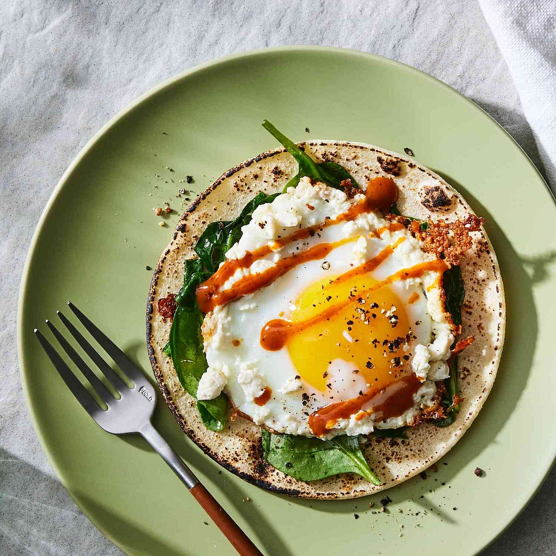 Feta, Egg & Spinach Breakfast Taco