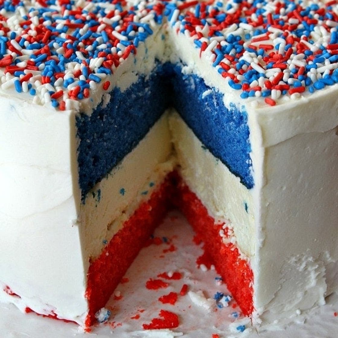 Red, White and Blue Cheesecake Cake