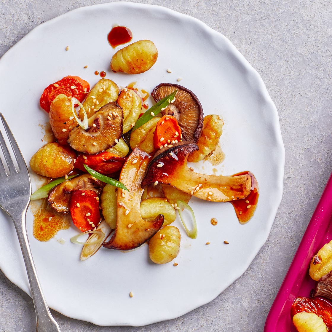 Sheet-Pan Gnocchi With Soy-Dressed Mushrooms