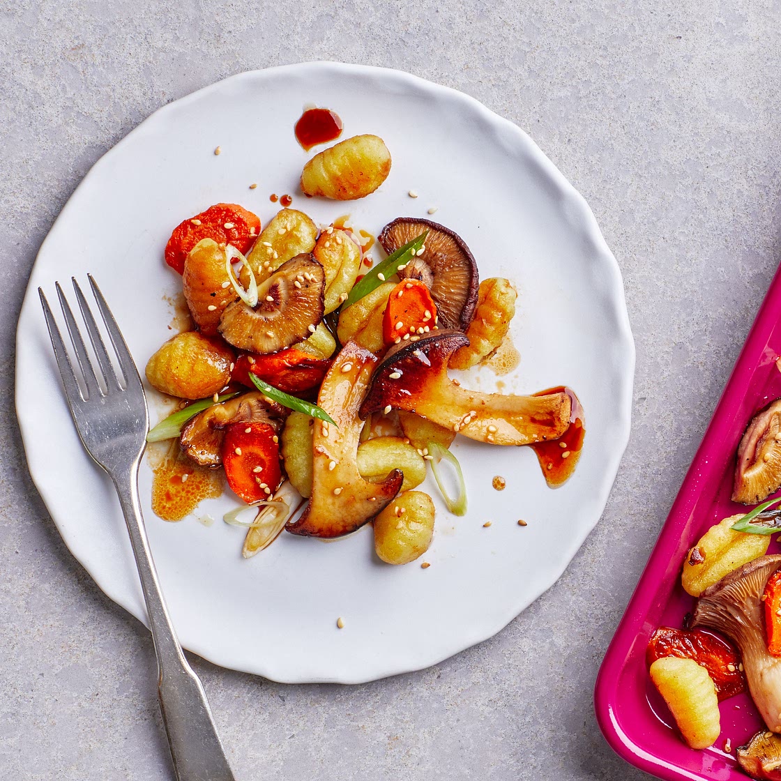 Sheet-Pan Gnocchi With Soy-Dressed Mushrooms