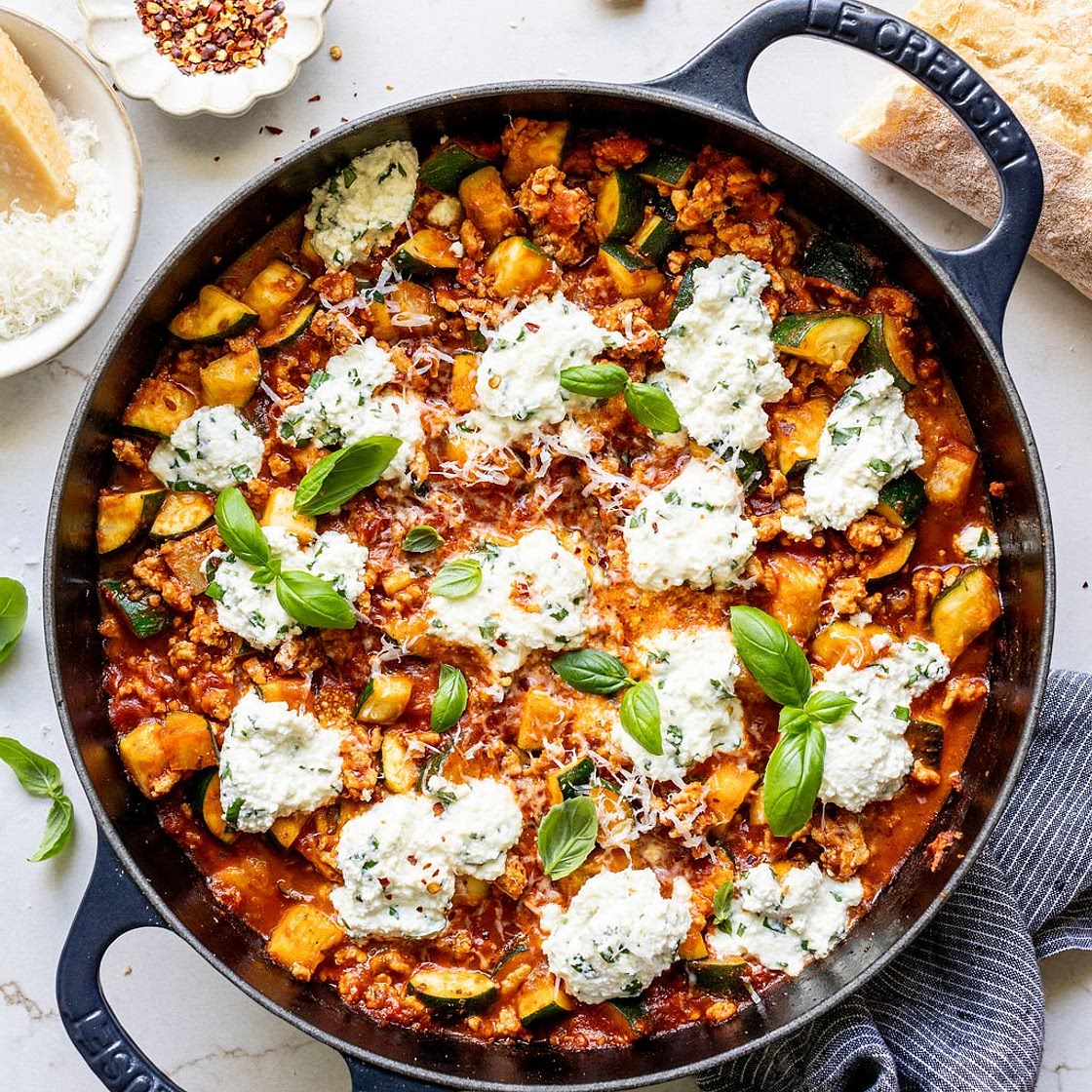 Zucchini & Ground Turkey Skillet with Ricotta