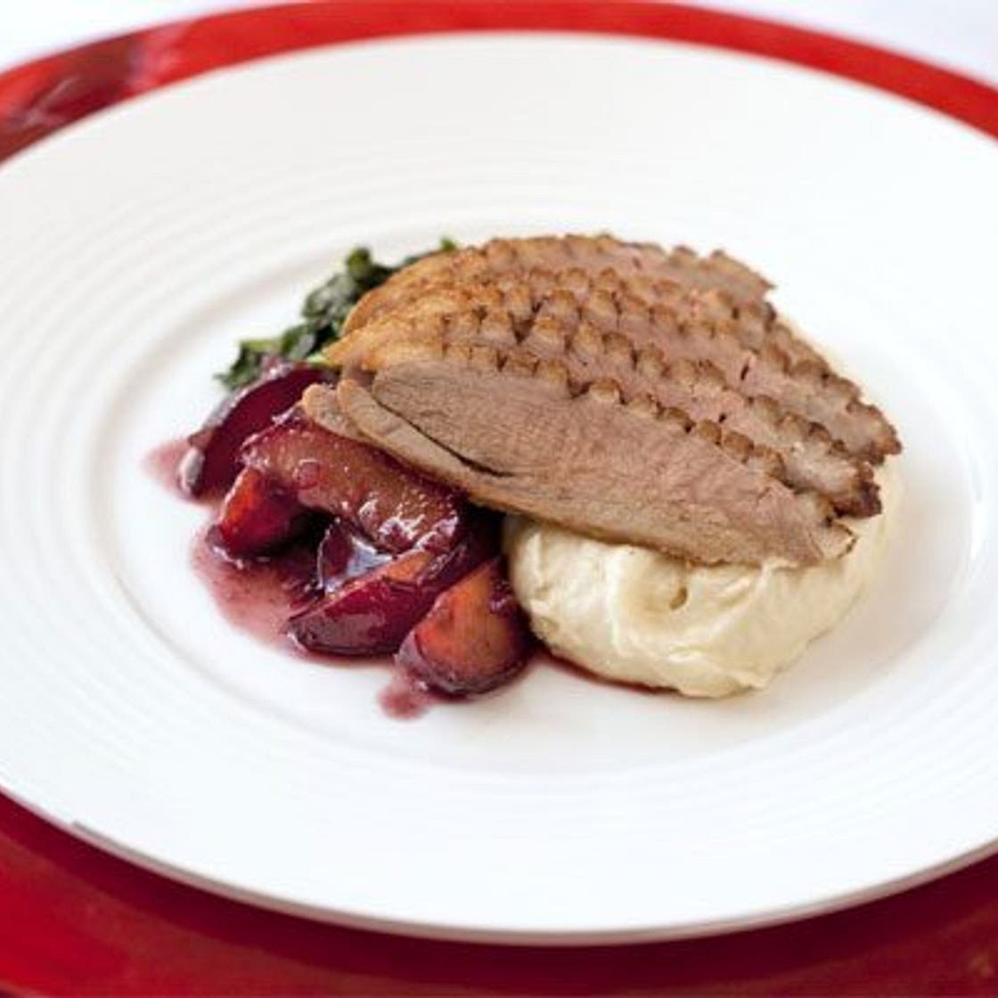 Roasted duck breast with plum sauce