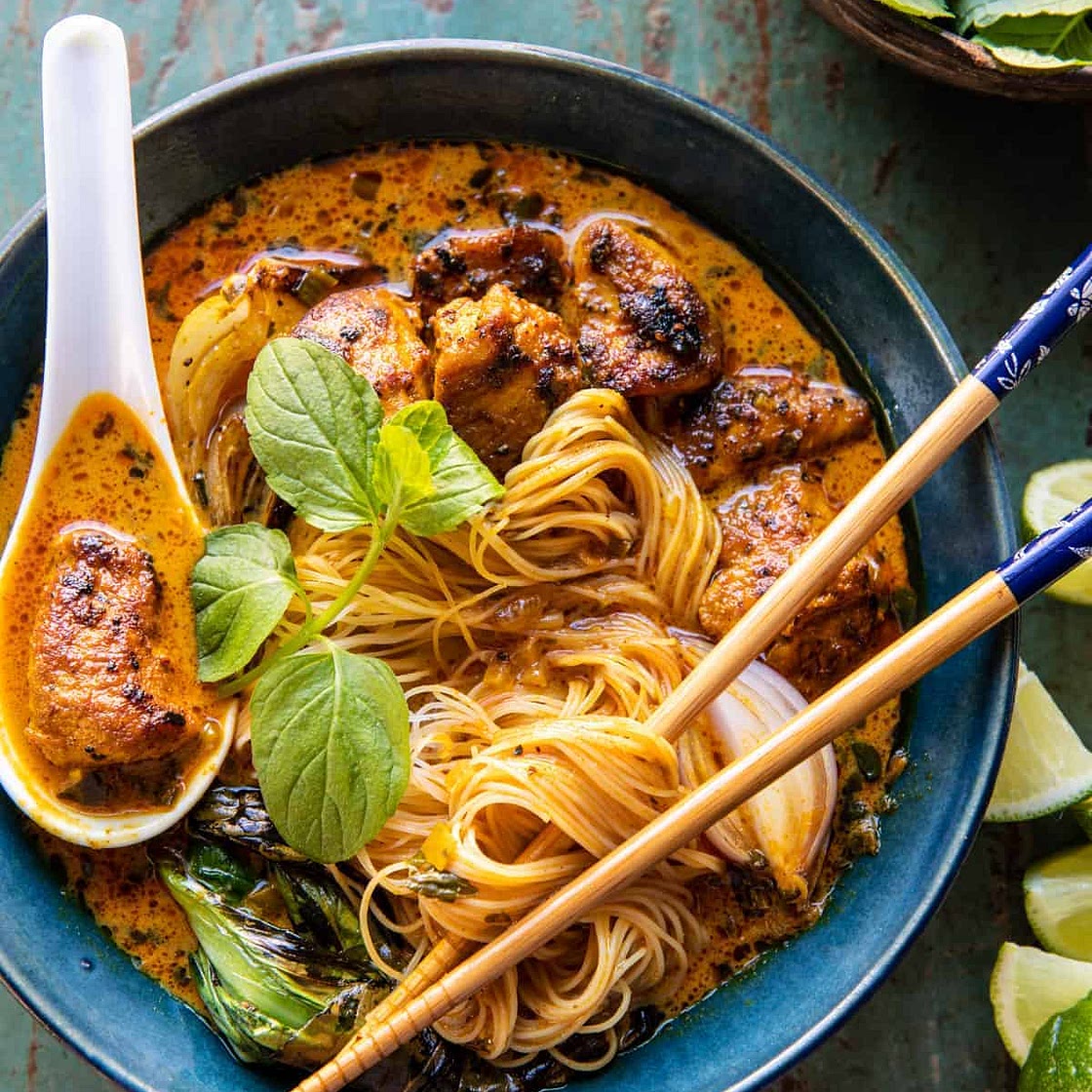 30 Minute Creamy Thai Turmeric Chicken and Noodles