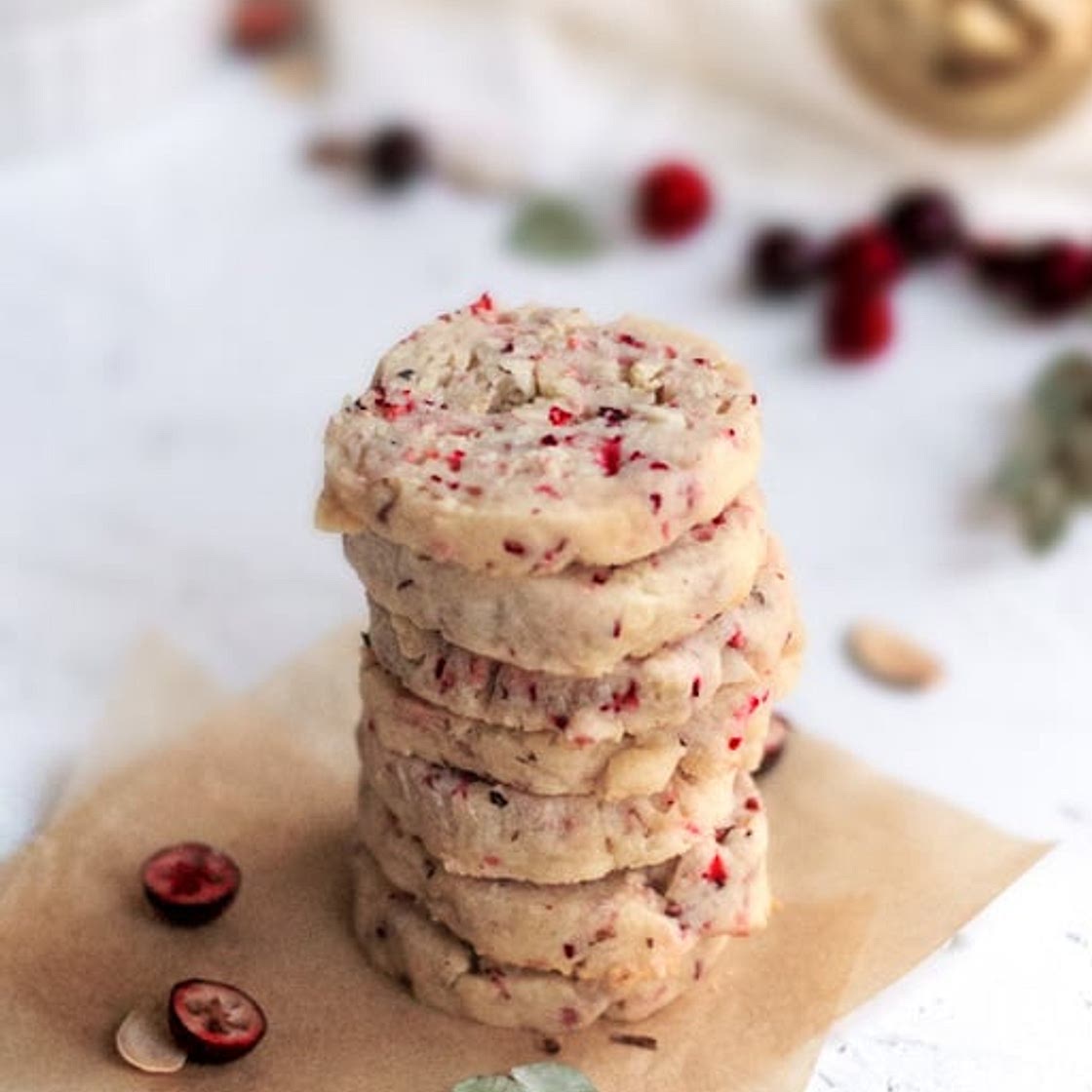 Vegan Cranberry Almond Shortbread Cookies