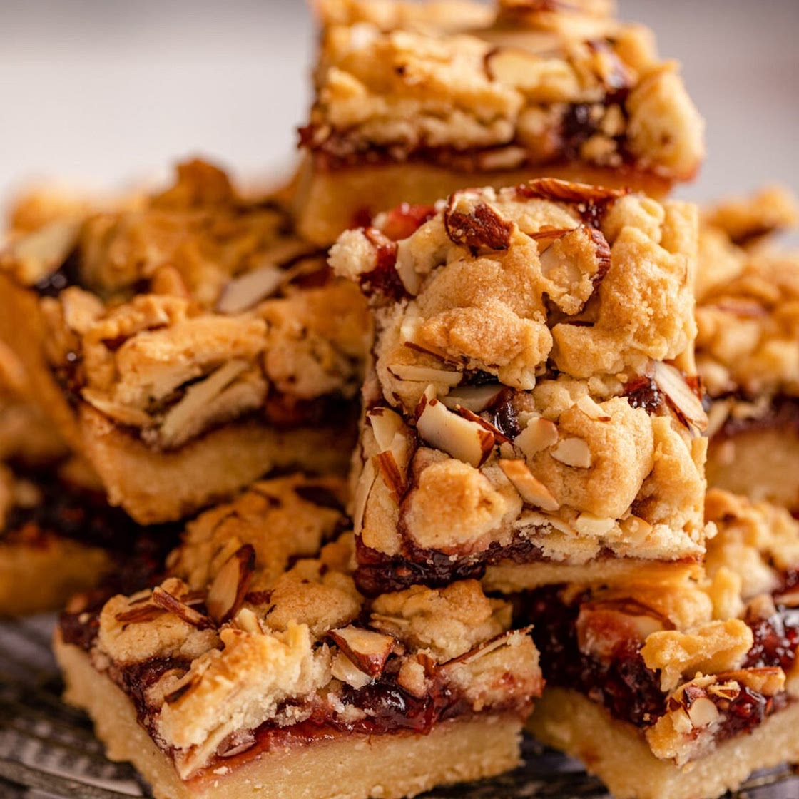 Almond Raspberry Shortbread Bars