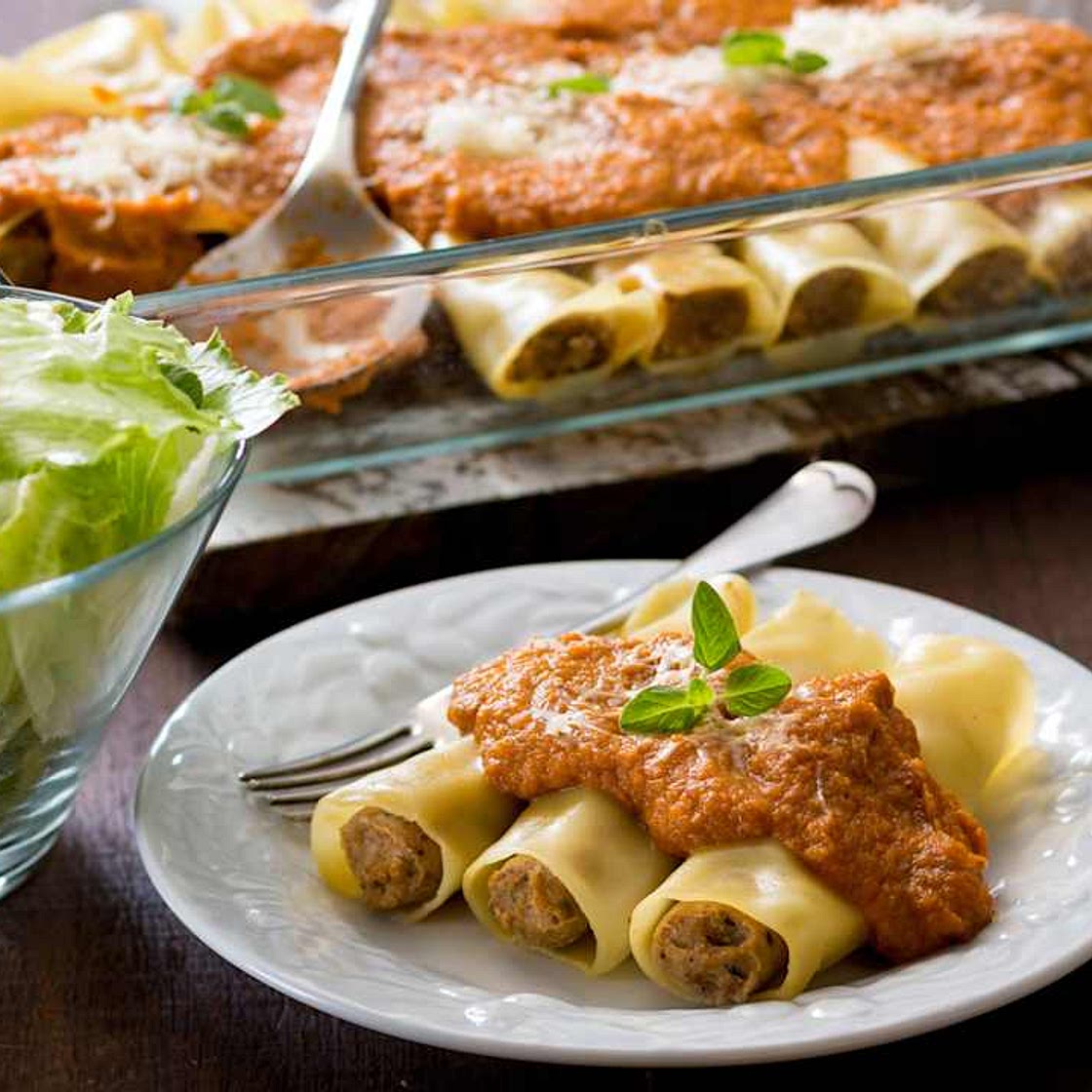 Pork Cannelloni with Vegetable Sauce