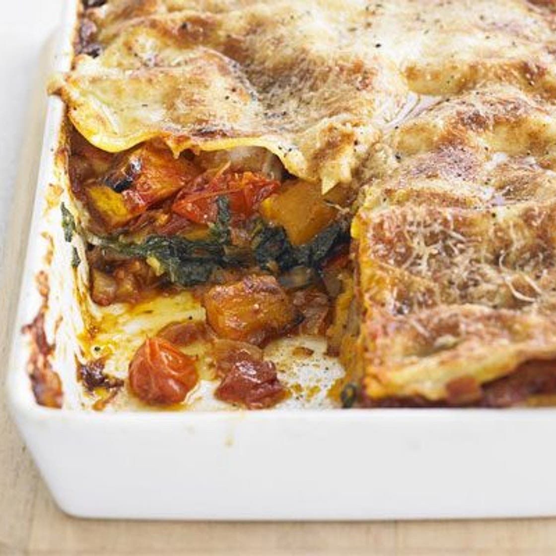 Roast pumpkin & spinach lasagne