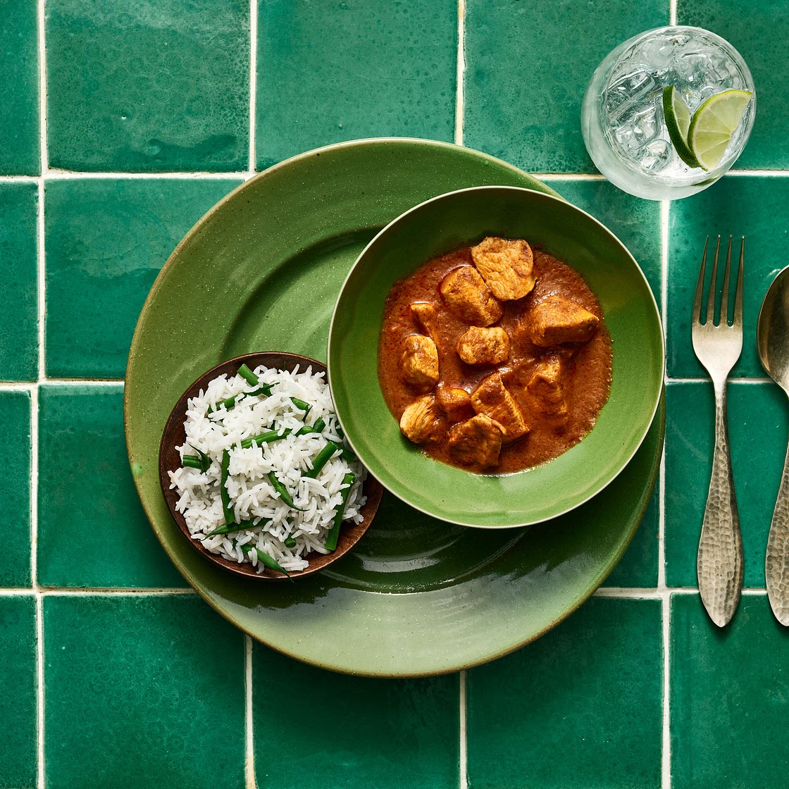 Indonesian-Style Chicken Thigh Rendang With Green Bean Rice