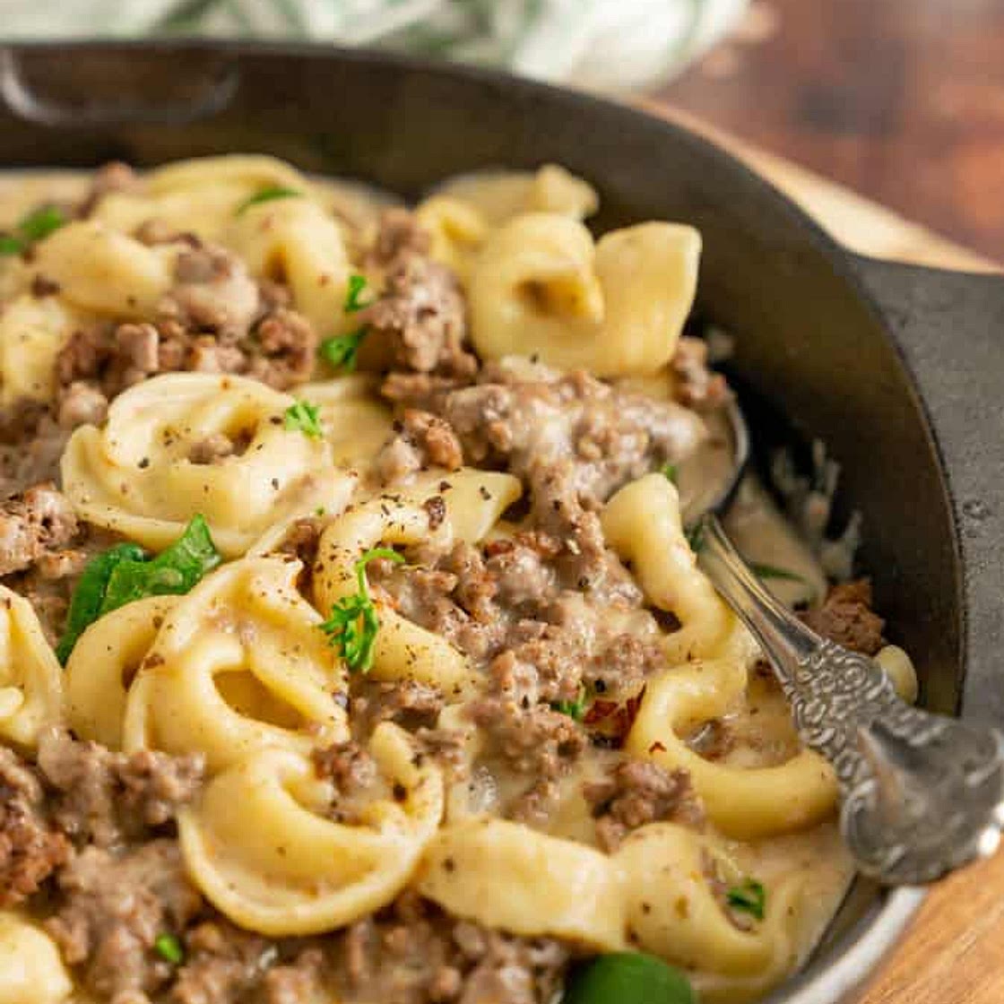 Instant Pot Creamy Beef Tortellini