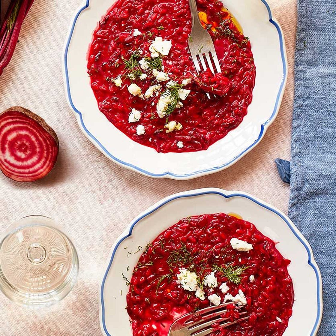 Beetroot risotto with feta