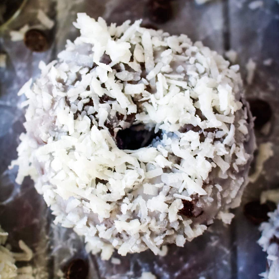 Coconut Glazed Chocolate Donuts