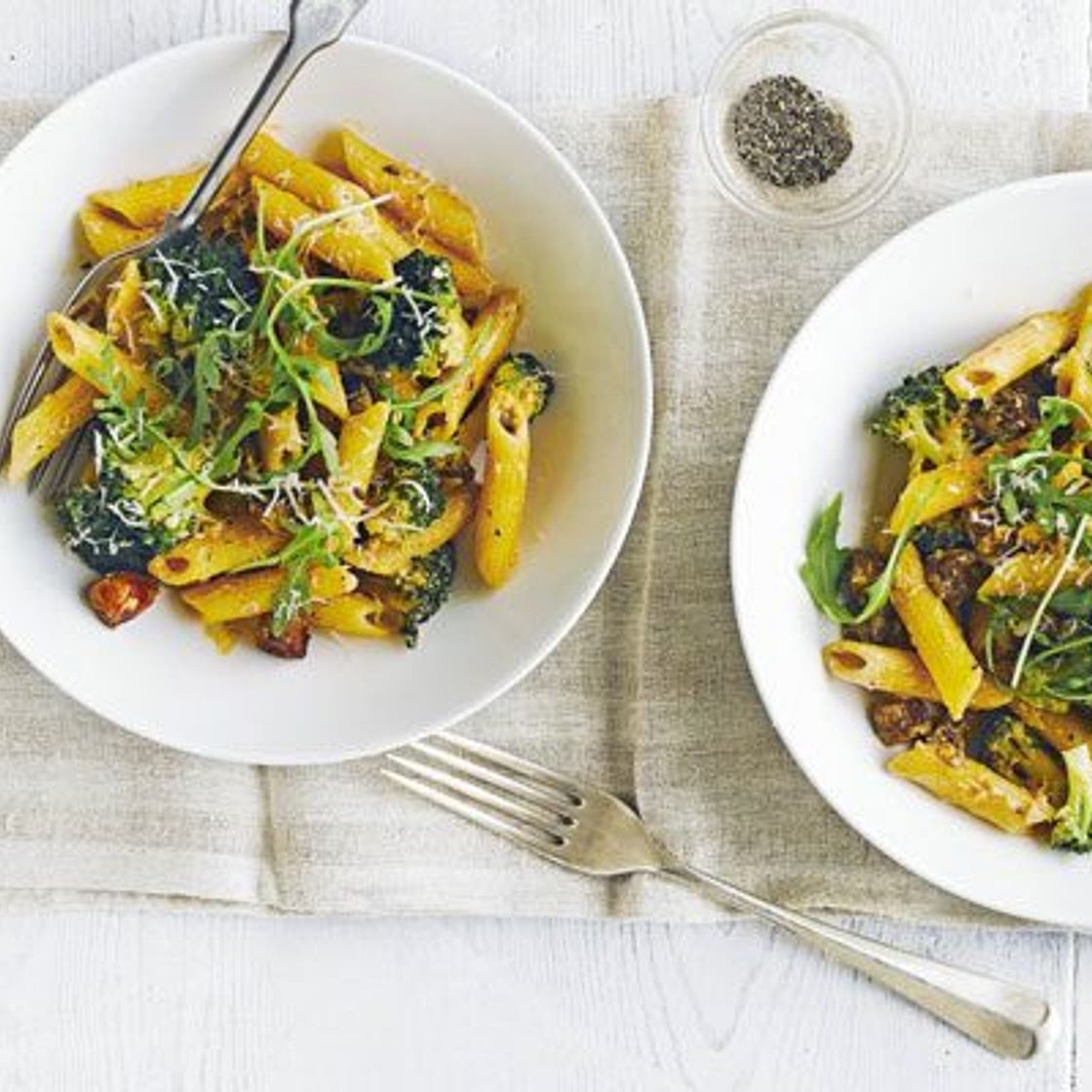 Penne with chorizo & broccoli