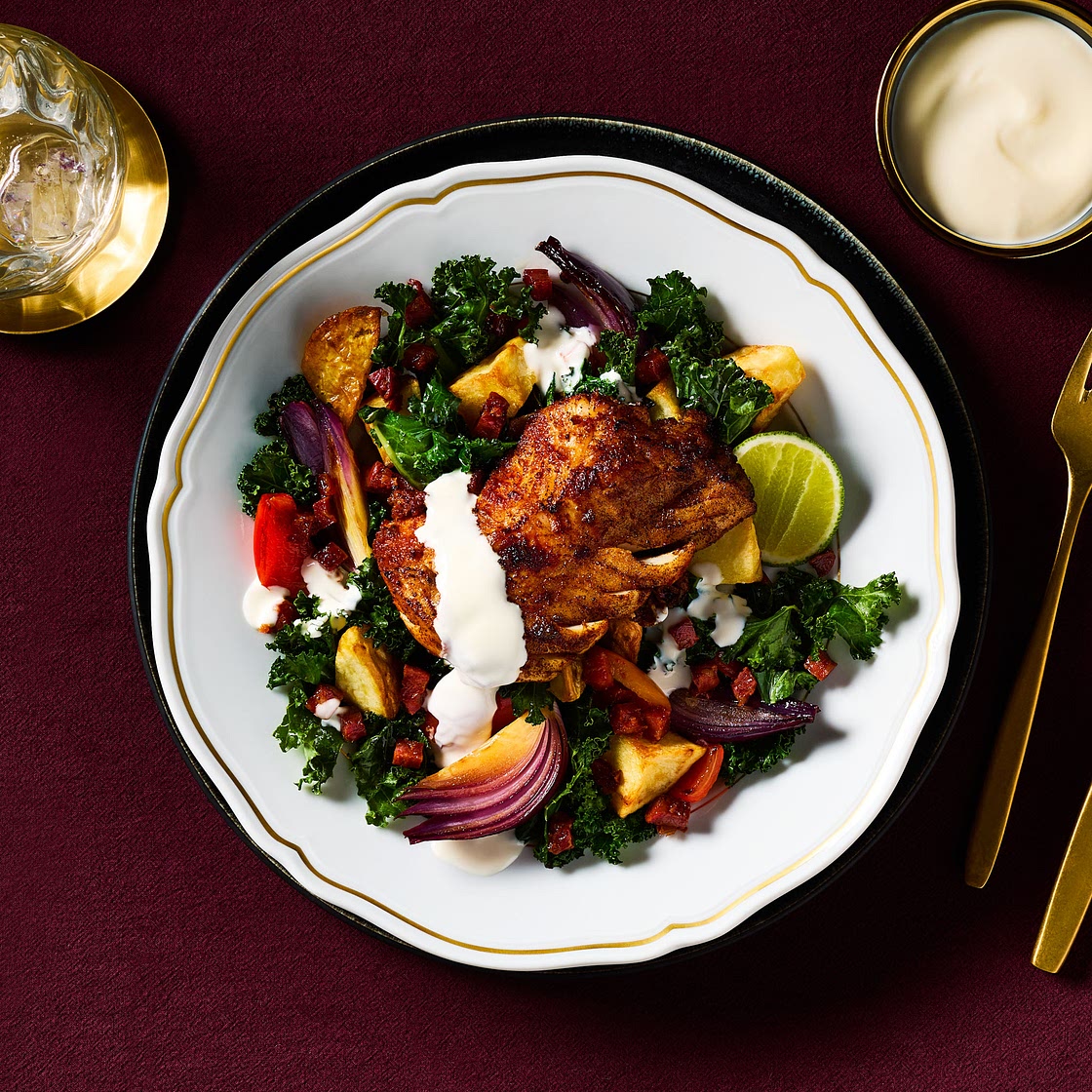 Smoky Chorizo Cod With Crispy Potatoes And Aioli