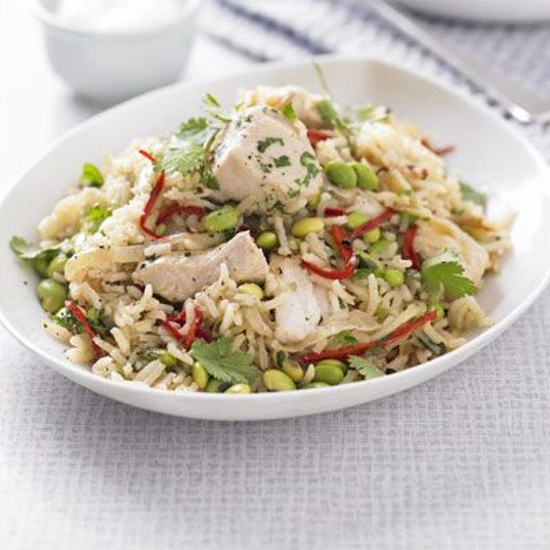 Chicken, edamame & ginger pilaf