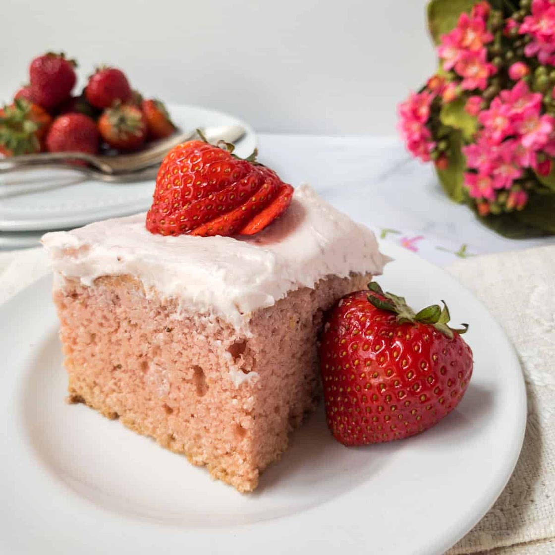 Fresh Strawberry Sheet Cake with Strawberry Buttercream