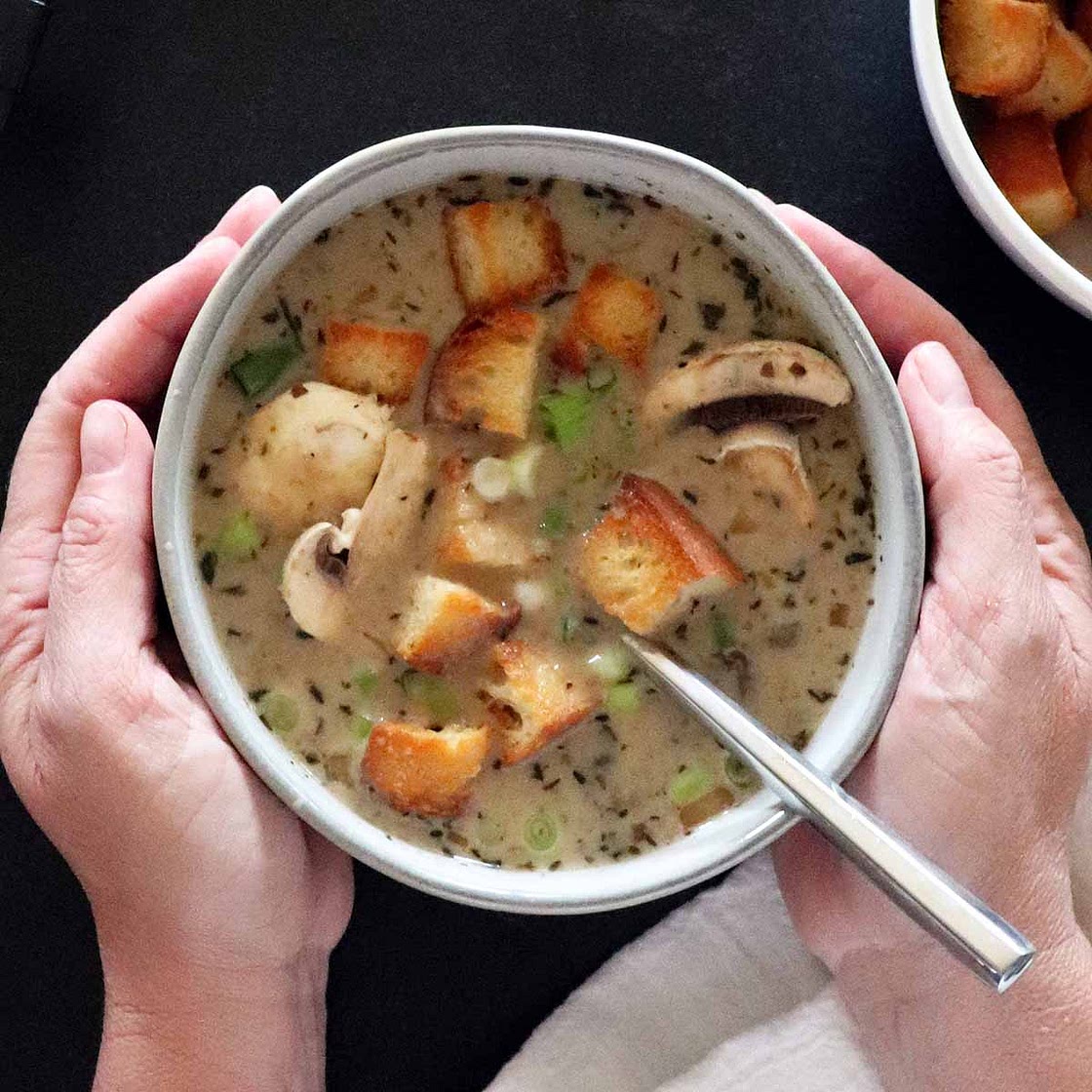 Creamy Mushroom Soup with Baby Bellas