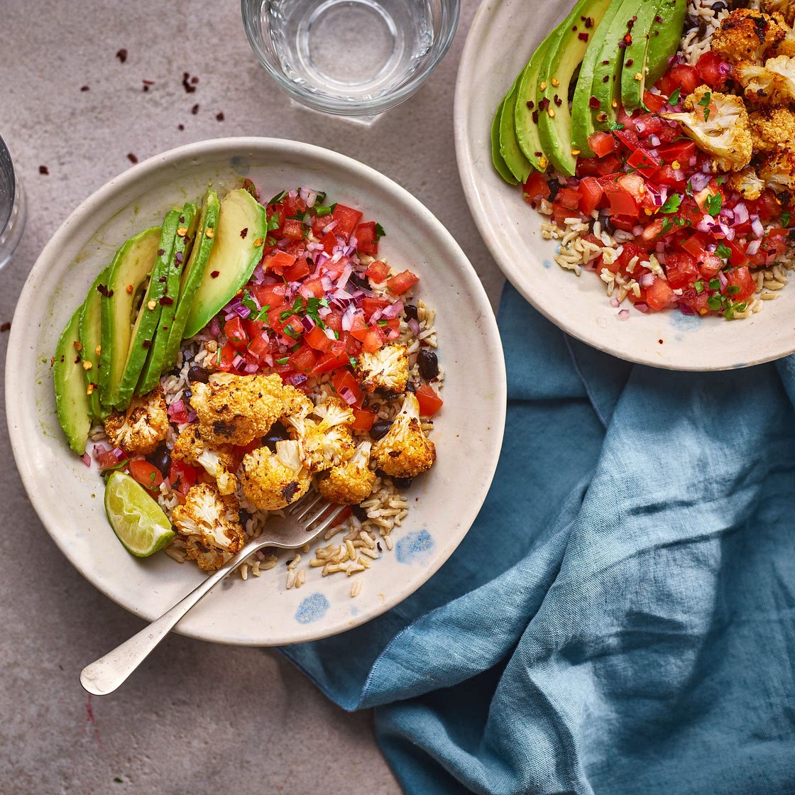 Cauliflower burrito bowls