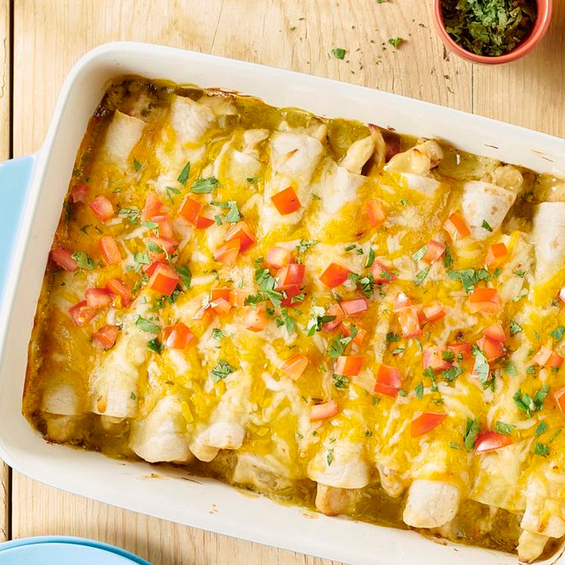 Creamy Green Chile Chicken Enchiladas