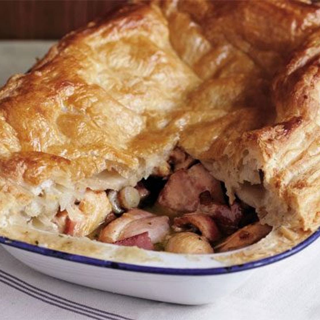 Chicken & mushroom puff pie