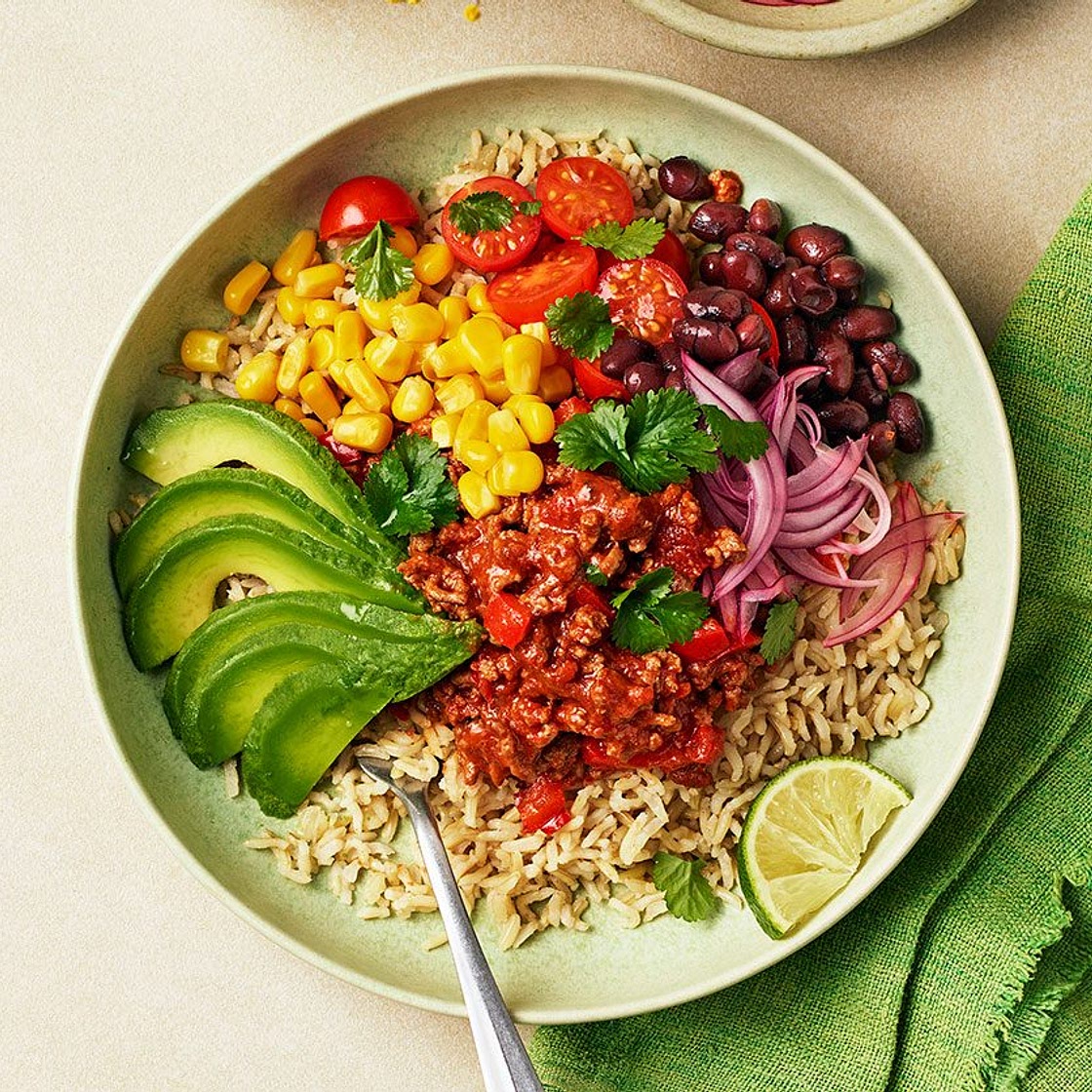 Spicy beef taco bowl