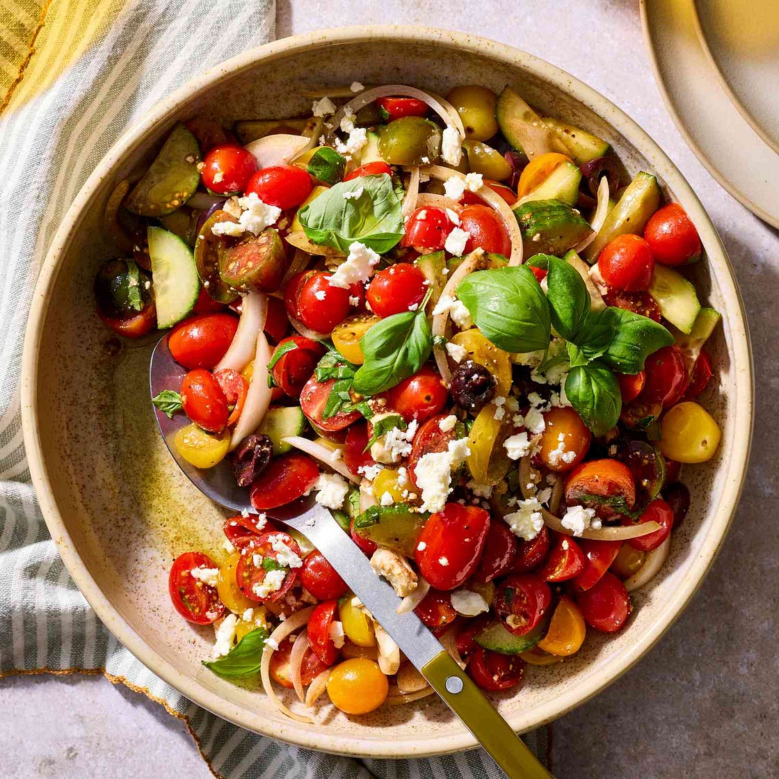 Cucumber, Tomato & Feta Salad with Balsamic Dressing