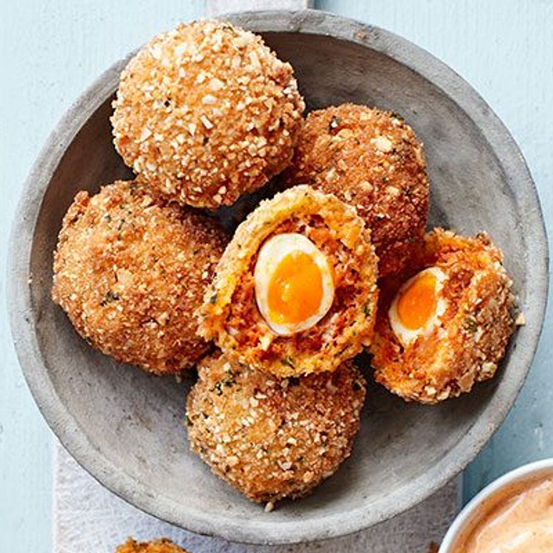 Chorizo scotch quail’s eggs
