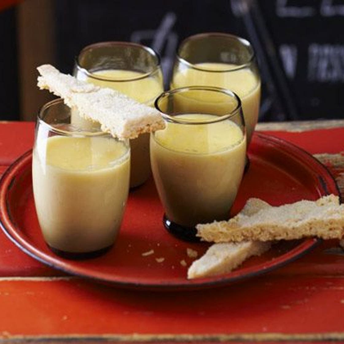 Lemon posset with sugared-almond shortbread