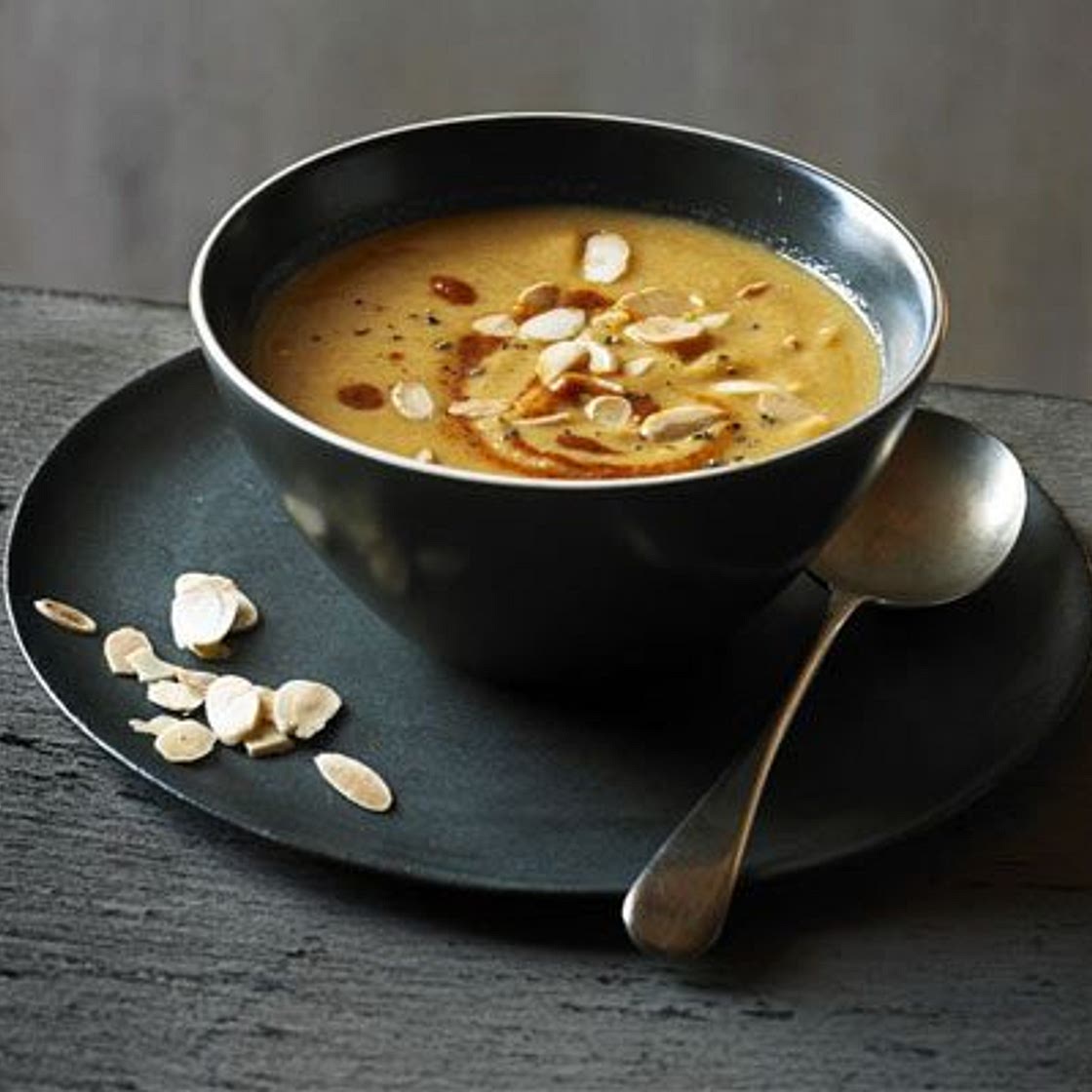Moroccan spiced cauliflower & almond soup