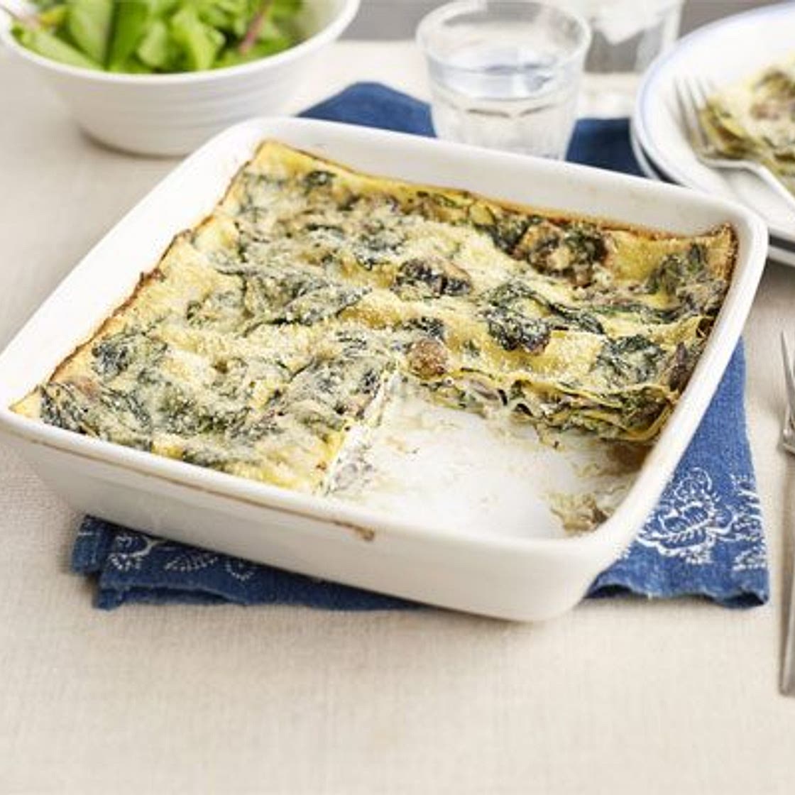 Quick mushroom & spinach lasagne
