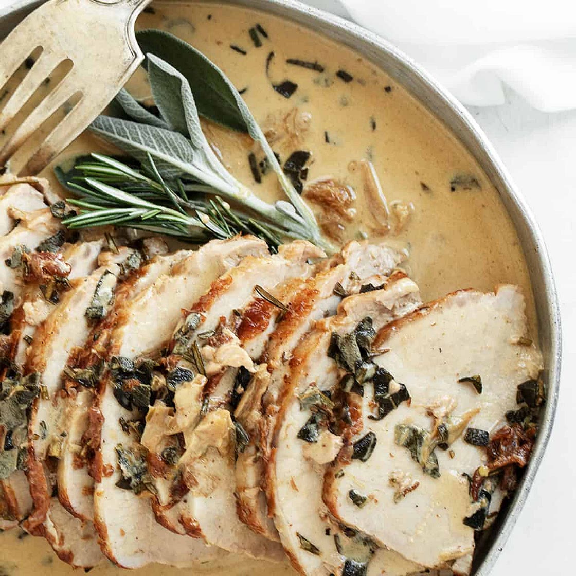 Pork Loin with Wine and Herb Gravy