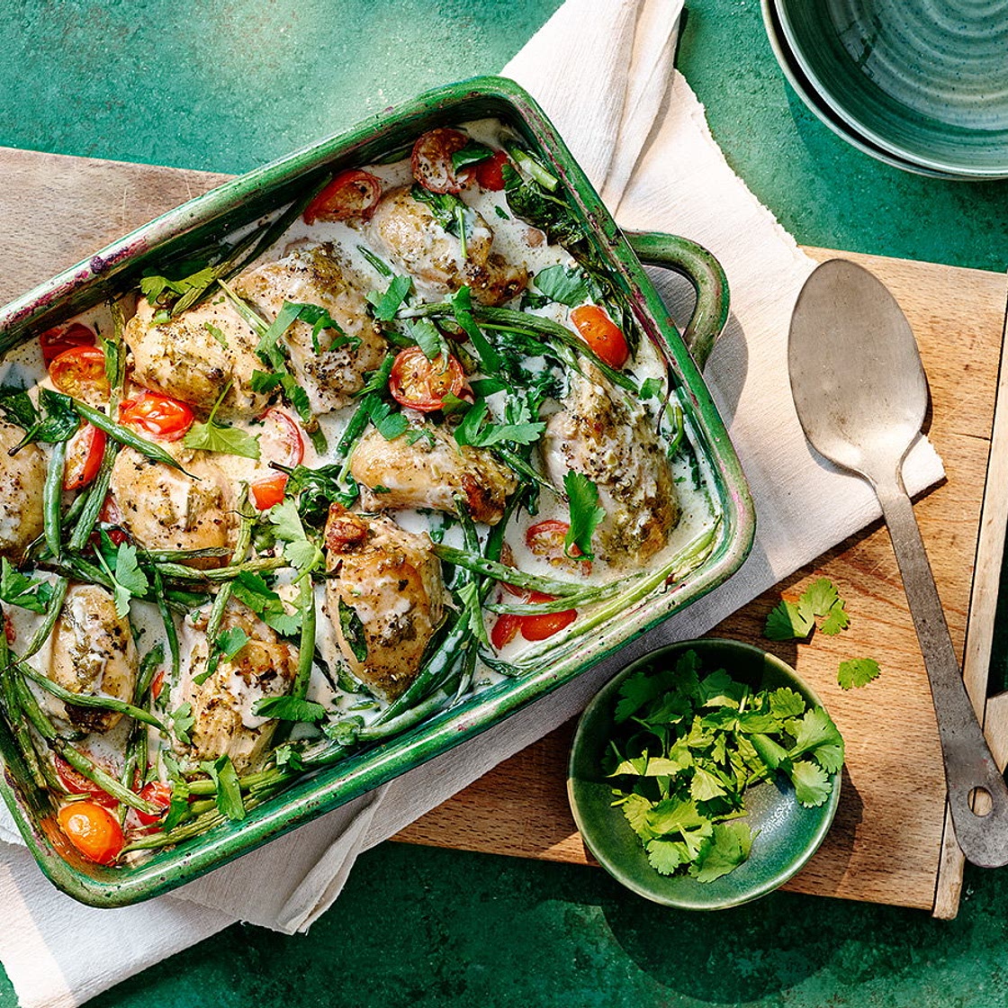 Thai green curry roasted chicken thighs