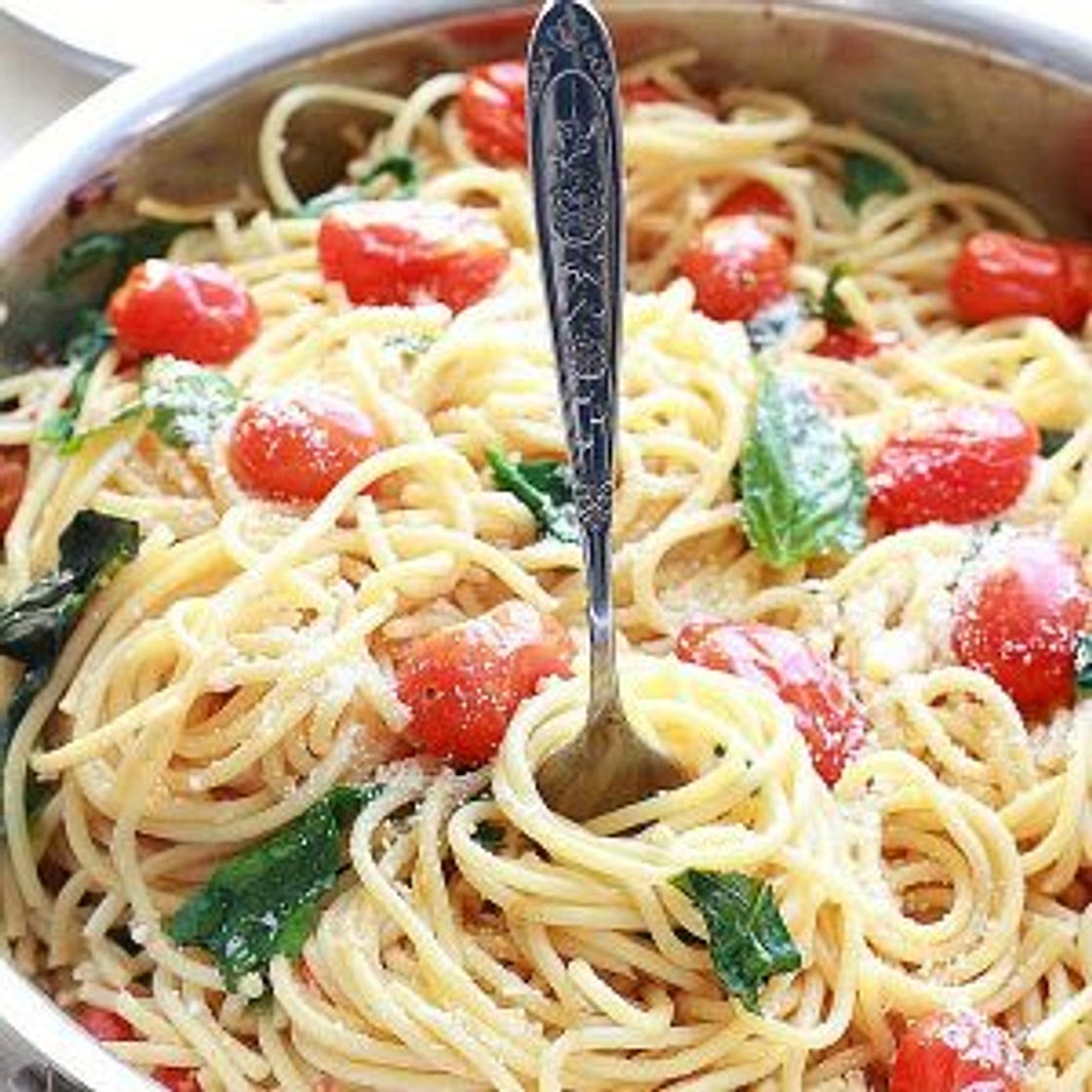 Cherry Tomato, Basil, Spinach and Parmesan Pasta
