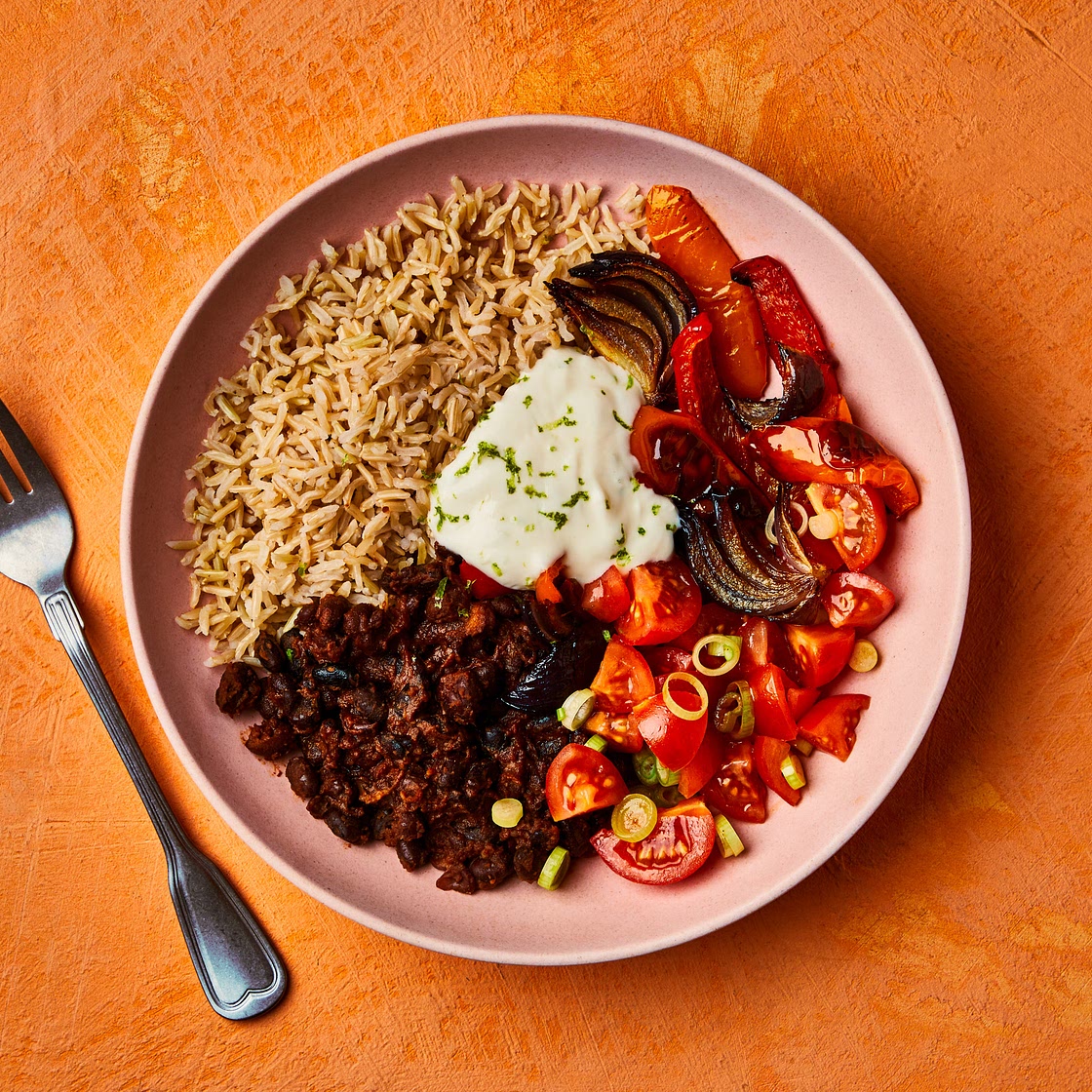 Paprika Veg And Refried Bean Burrito Bowl