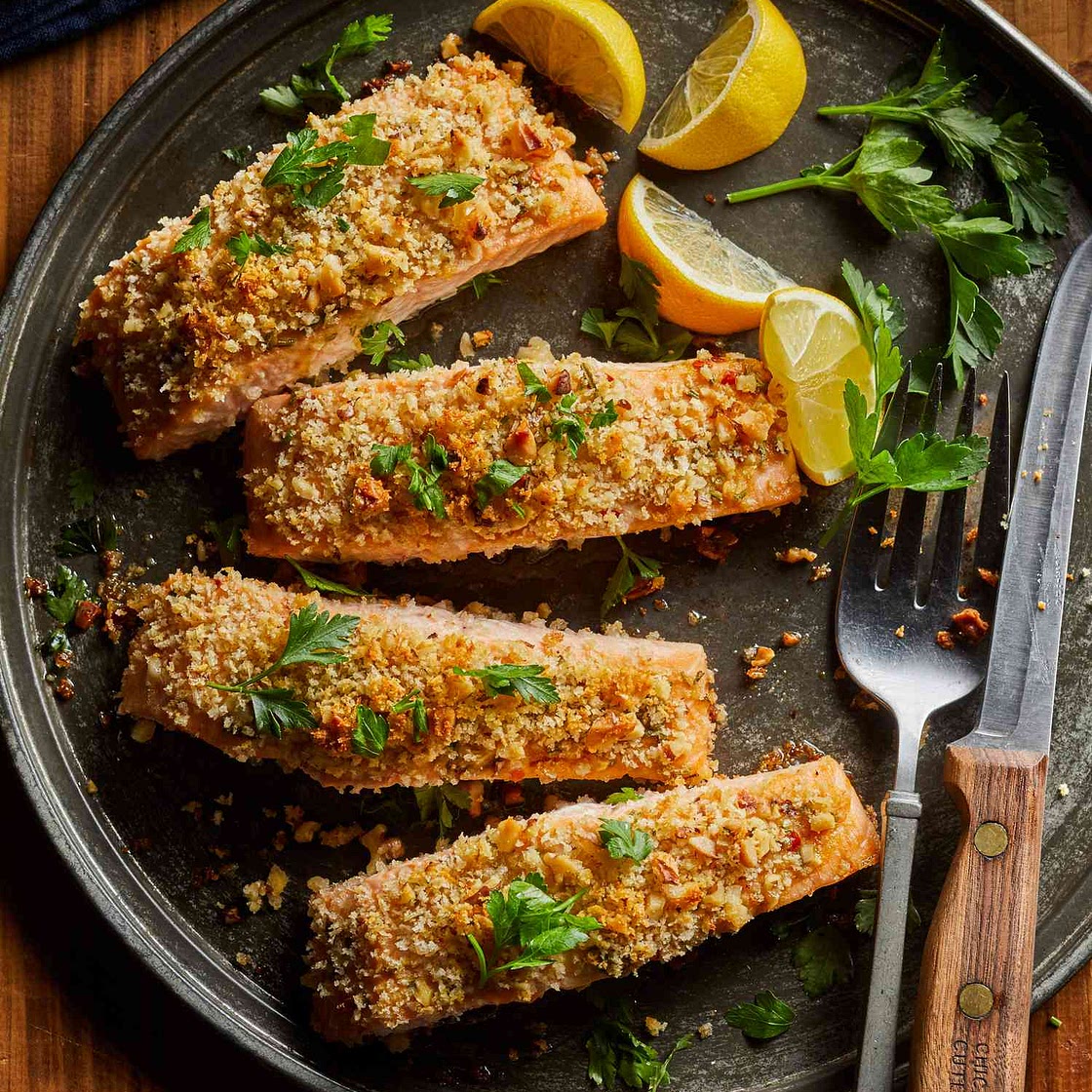 Walnut-Rosemary Crusted Salmon