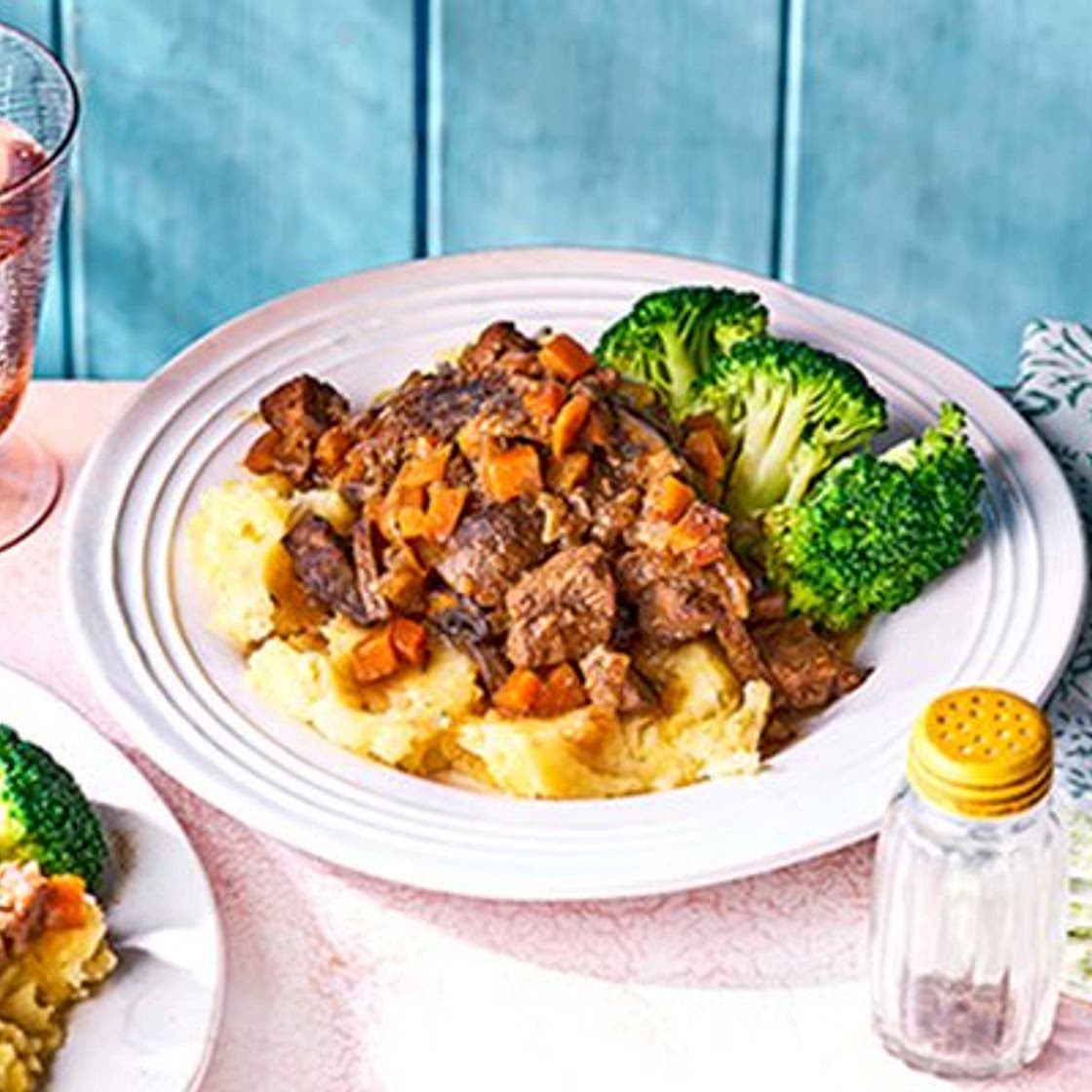 Balsamic beef stew with veggie mash