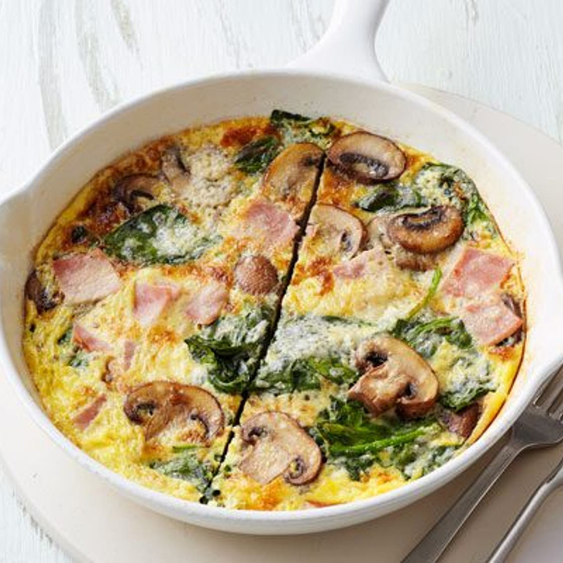 Ham, mushroom & spinach frittata