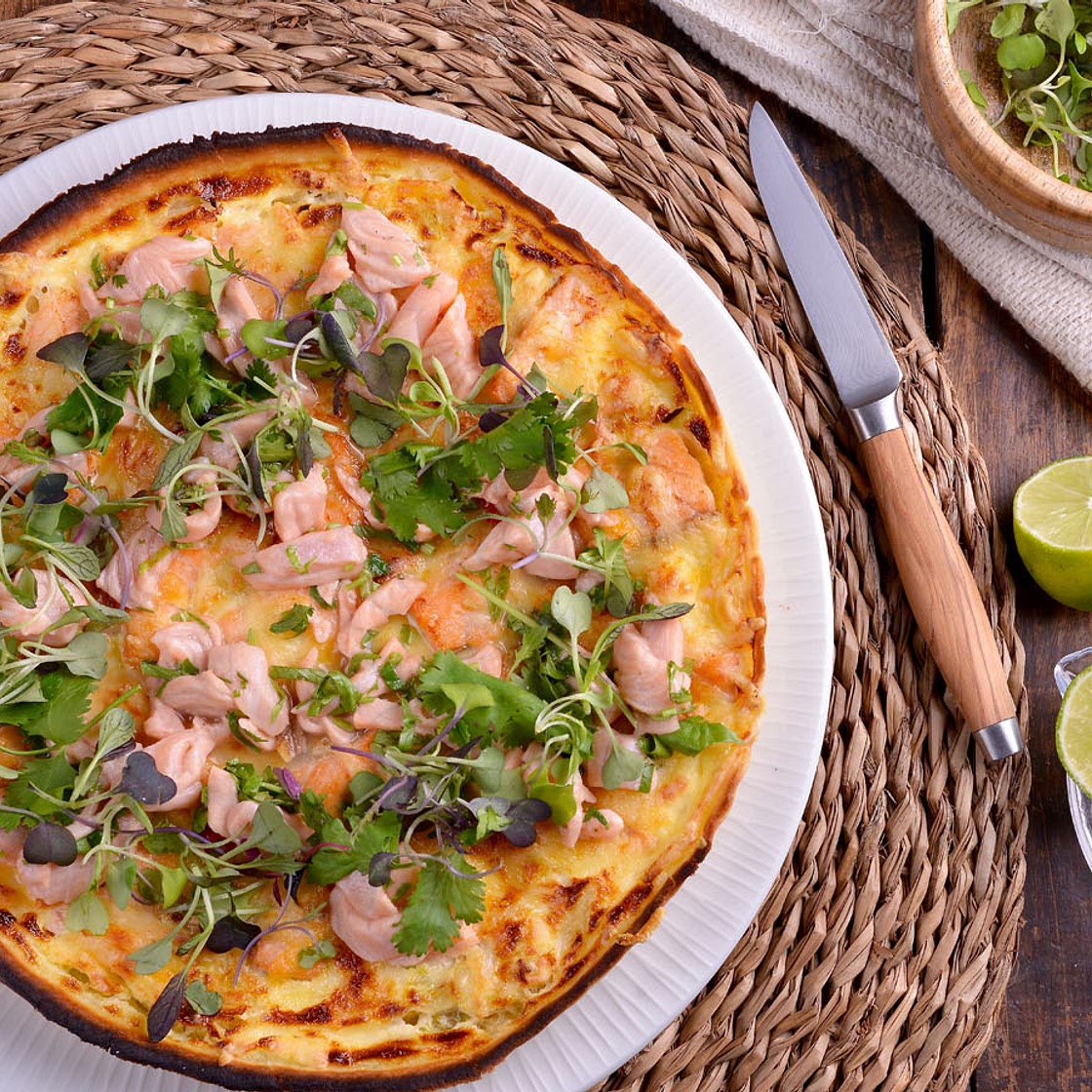 Quiche de salmón y puerro