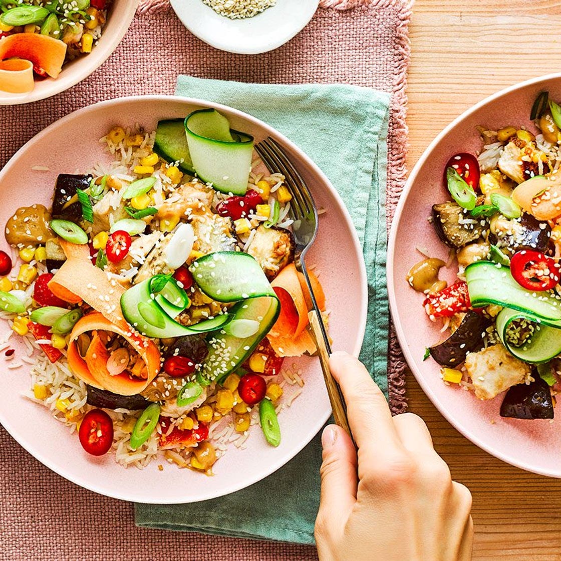 Peanut butter rainbow rice