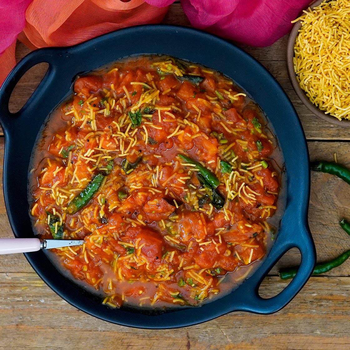 Gujarati Sev Tameta Nu Shaak | Sev Tamatar Ki Sabzi Recipe