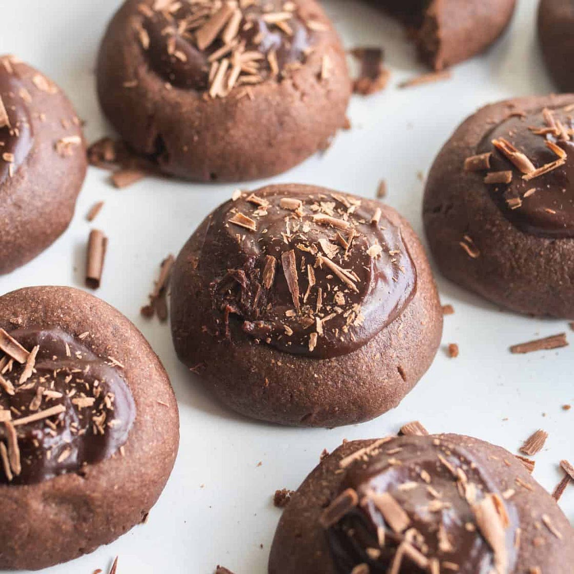 Raspberry Chocolate Thumbprint Cookies