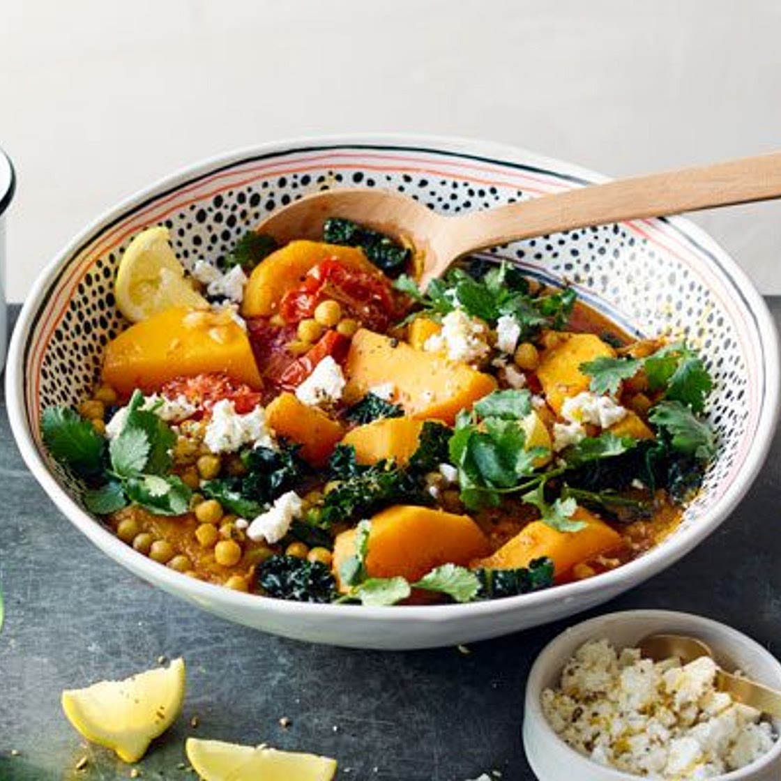 Moroccan chickpea, squash & cavolo nero stew