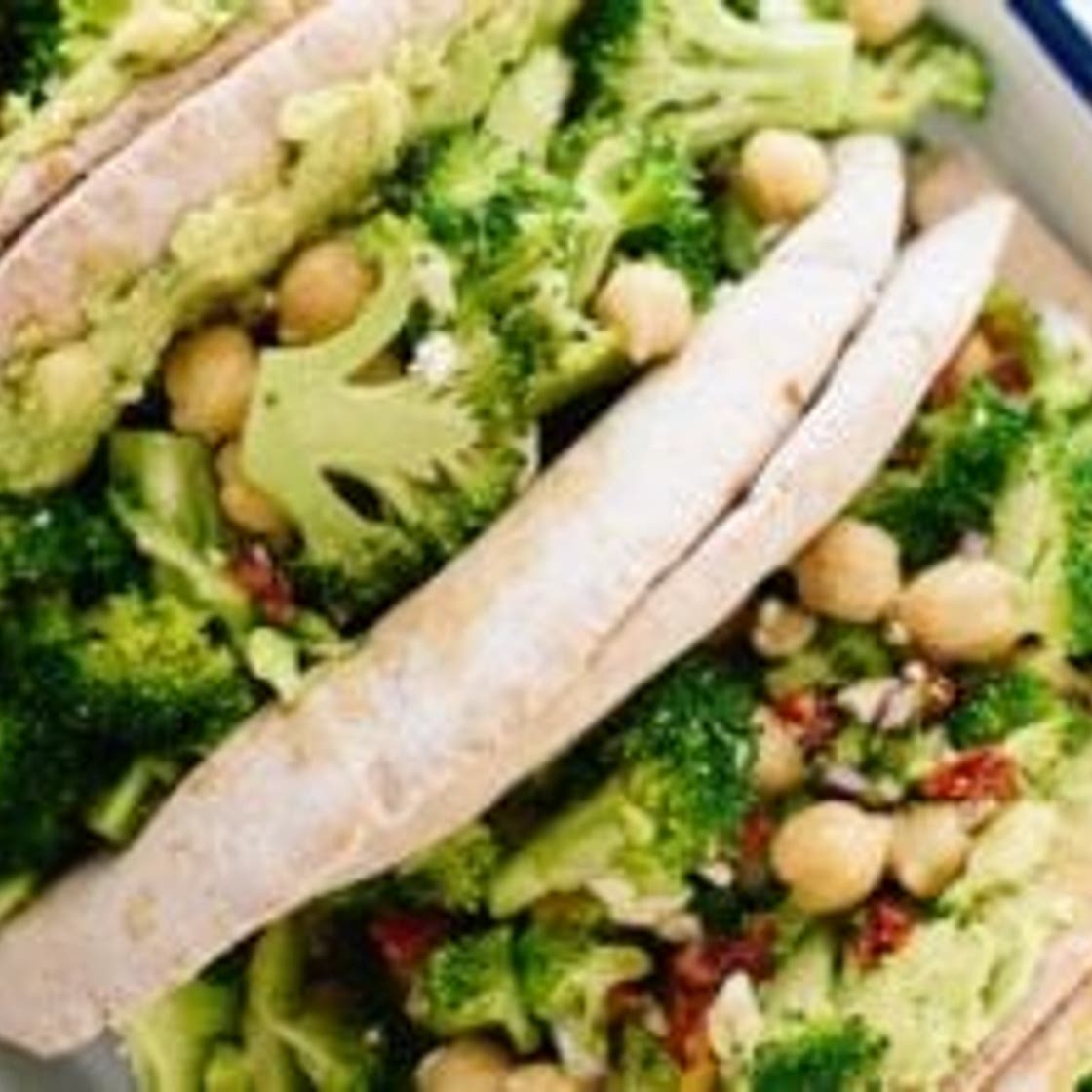 Lemony Broccoli, Chickpea & Avocado Pita Sandwiches