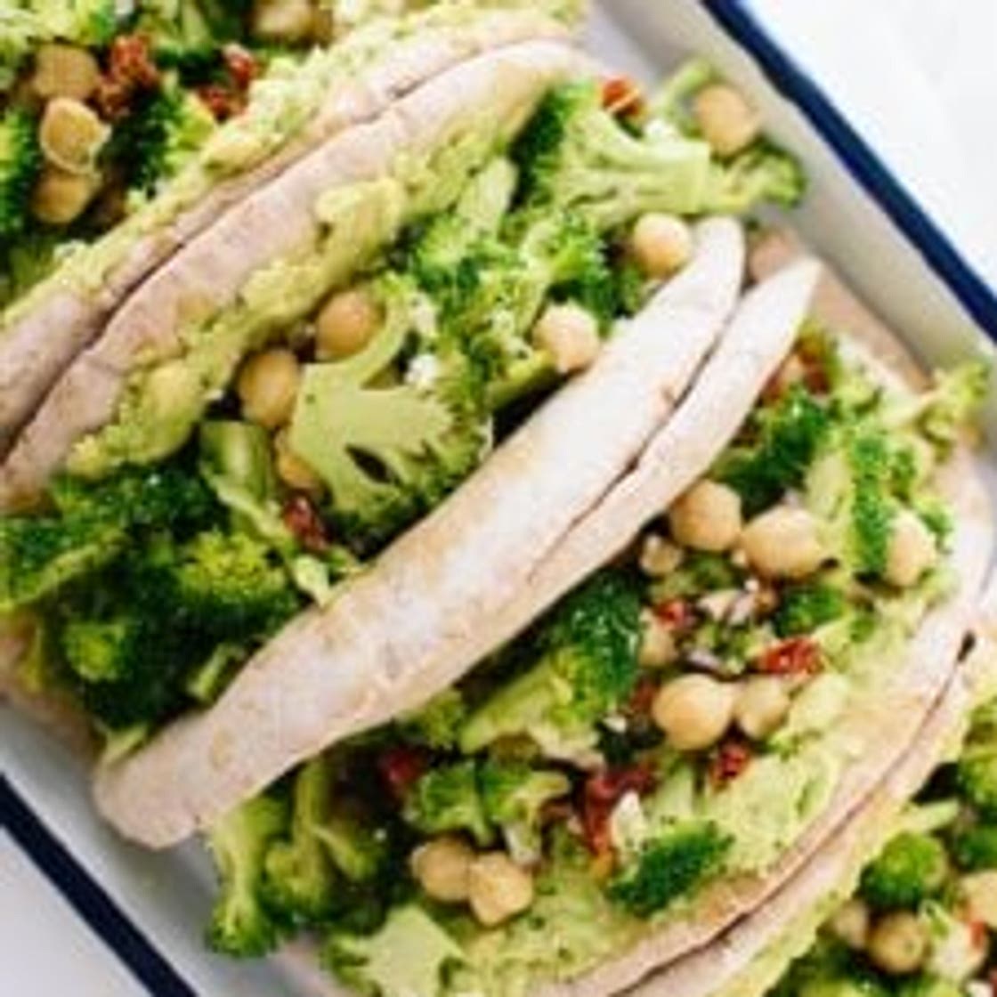 Lemony Broccoli, Chickpea & Avocado Pita Sandwiches