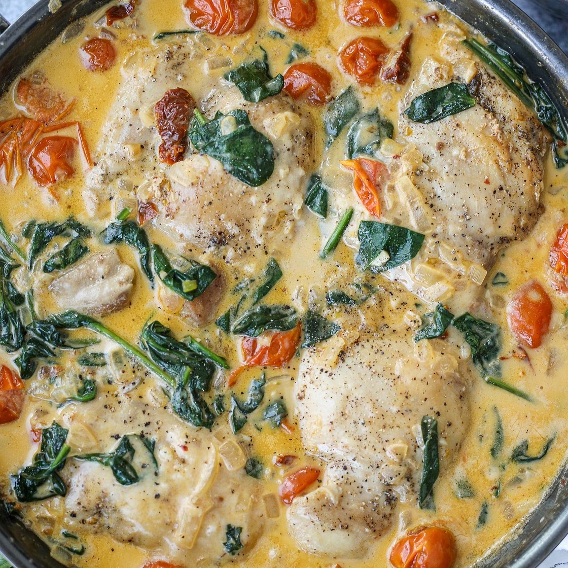 One Pan Tuscan Chicken Thighs